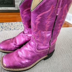 Girls old west metallic purple cowboy boots